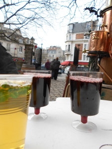 Mulled wine and mint tea in the shadows of Sacre Coeur. 